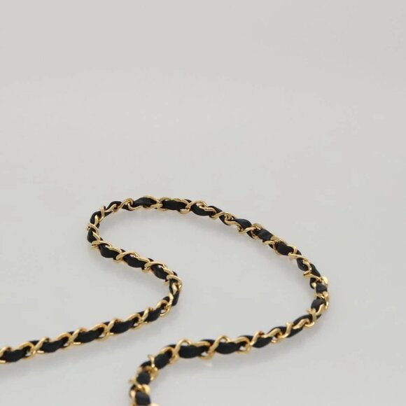 CHANEL Matelasse Chain Shoulder Bag Lamb Skin Black Gold CC Auth PP076 - Picture 9 of 16